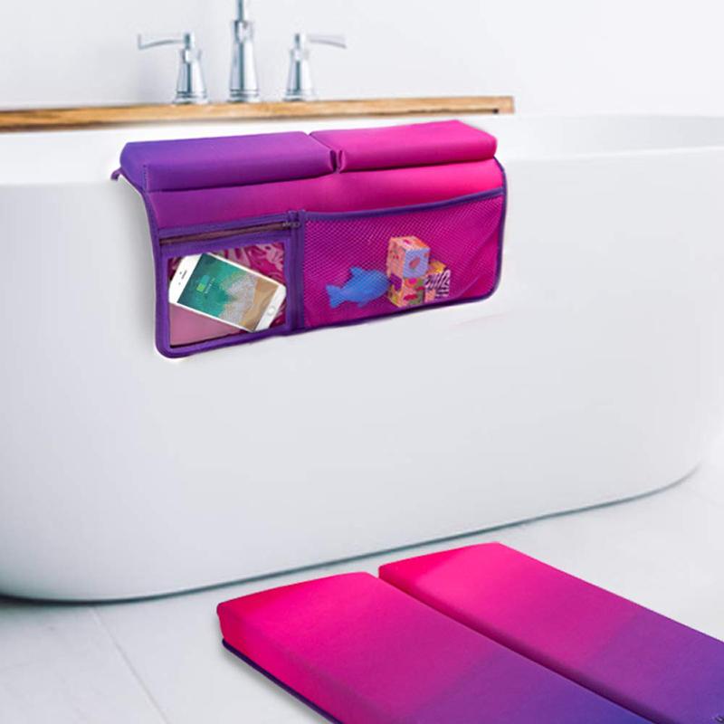 Bath Kneeler and Elbow Rest Bathtub Kneeling Mat with Toy Organizer