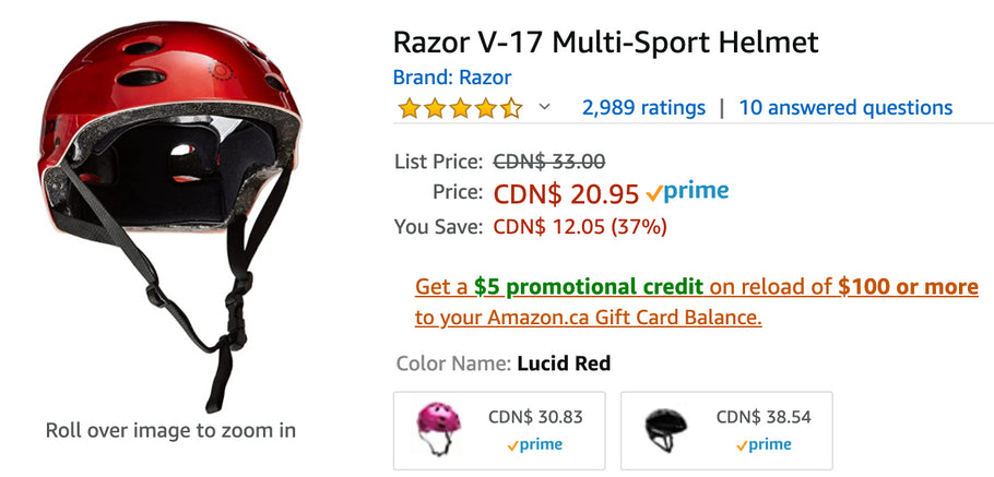 Amazon Canada Deals: Save 37% on Razor V-17 Multi-Sport Helmet + 63% on Barbie Lifeguard Doll + More Offers