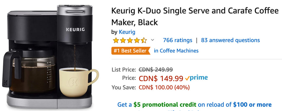 Amazon Canada Deals: Save 40% on Keurig Coffee Maker + 36% on Fisher-Price Aquaman Playset + 29% on All-new Kindle + More Offers