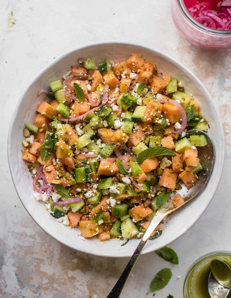 Chopped Cucumber Melon Summer Salad.