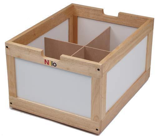 Discover nilo roll out storage bin solid hardwood easy access durable container organizer for kids children toys with removable partitions for playroom and living room 26 x 20 5 x 15