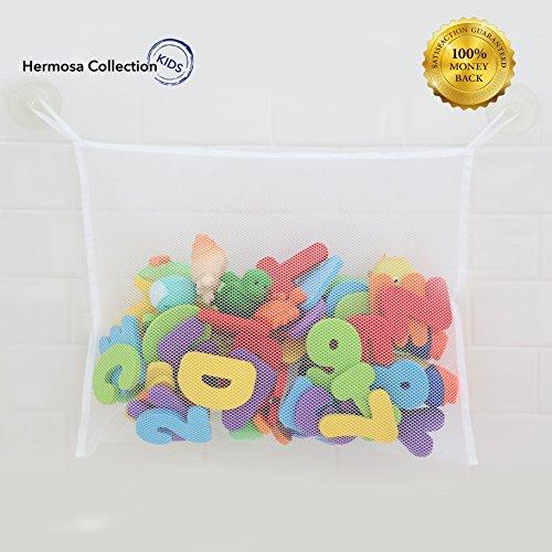 #1 Rated Bath Toy Organizer - Washable Mold Resistant Large Storage Bag For Bathtub &Amp; Shower Toys + 2 Free Additional Heavy Duty Suction Hooks