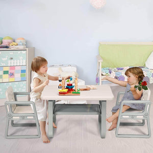 Selection costzon kids table and 2 chair set children table furniture with storage rack for toddlers reading learning dining playroom desk chair for 1 to 3 years activity table desk sets white
