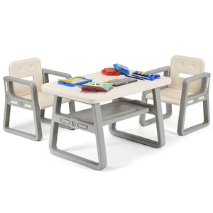 Purchase costzon kids table and 2 chair set children table furniture with storage rack for toddlers reading learning dining playroom desk chair for 1 to 3 years activity table desk sets white