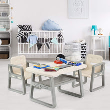 Load image into Gallery viewer, Select nice costzon kids table and 2 chair set children table furniture with storage rack for toddlers reading learning dining playroom desk chair for 1 to 3 years activity table desk sets white