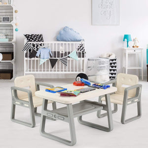 Select nice costzon kids table and 2 chair set children table furniture with storage rack for toddlers reading learning dining playroom desk chair for 1 to 3 years activity table desk sets white