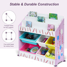 Load image into Gallery viewer, Amazon costzon kids toy storage organizer bookshelf children bookshelf with 6 multiple color removable bins shelf drawer 3 shelf sleeves ideal for kids room playroom and class room pink
