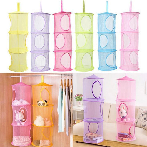 3 Shelf Hanging Storage Net Kids Toy Organizer Bag Bedroom Wall Door Closet Storage Organizer