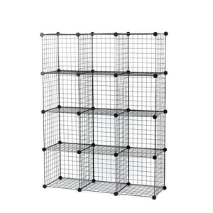 UNICOO - Multi Use DIY 12 Cube Wire Grid Organizer, Bookcase, Bookshelf, Storage Cabinet, Wardrobe Closet,Toy Organizer, Wire Cube Storage- (Black Wire)