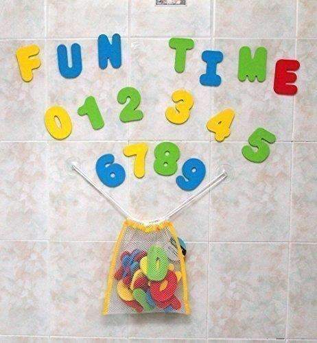 Click N' Play Bath Foam Letters & Numbers With Mesh Bath Toys Organizer, 36 Count