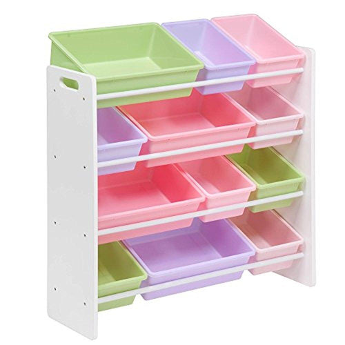 Honey-can-do SRT-01603 Kids Toy Organizer and Storage Bins, White/Pastel