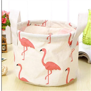 Animal Flamingo Pattern Cotton Linen Hanging Storage Bag Wedding Party Baby Shower Home Cosmetic KidsToy Organizer Decoration,Q